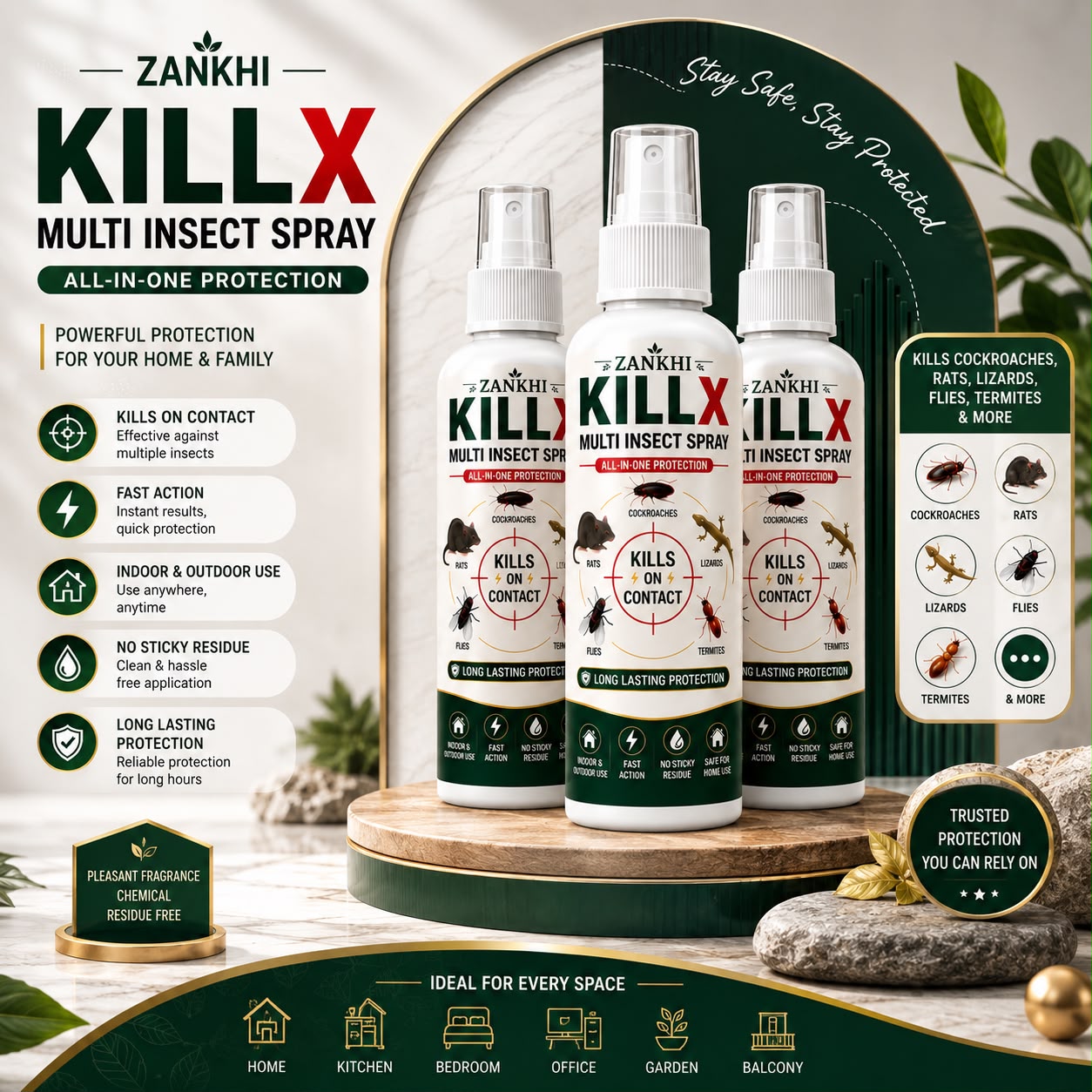 KILLX Multi Insect Spray 50Ml Each (Pack Of 3)