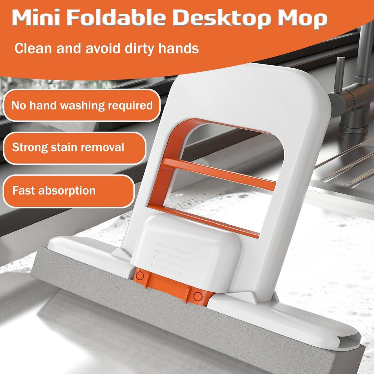 Mini Foldable Desktop Mop – Portable Cleaning Sponge Mop