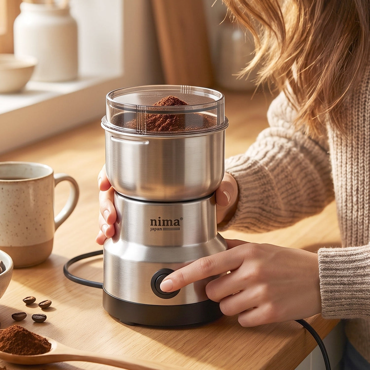 Mini Electric Grinder 150w Stainless Steel For Coffee Spice And Masala (1 Pc)