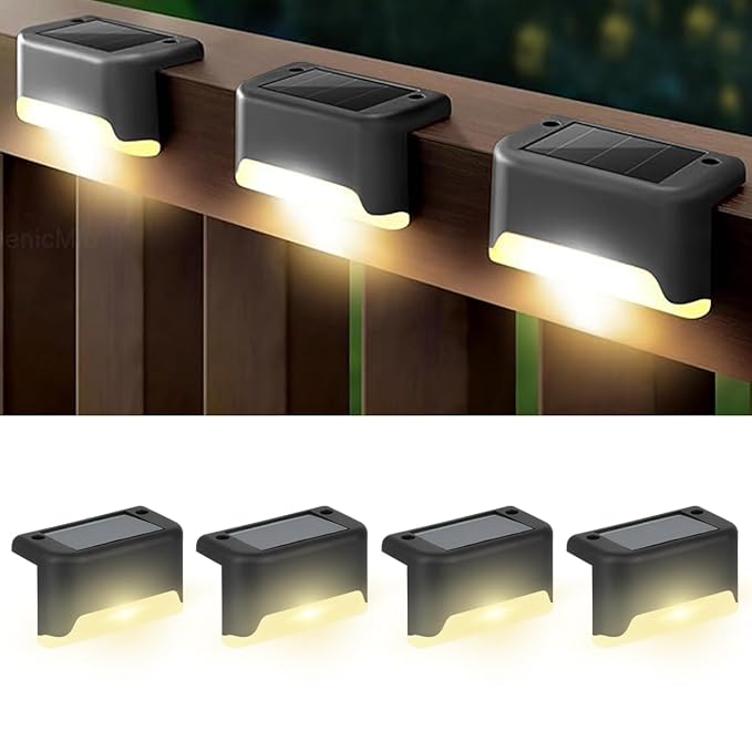 Solar Light Outdoor Home Garden Waterproof Stair Deck (Pack of 4) )