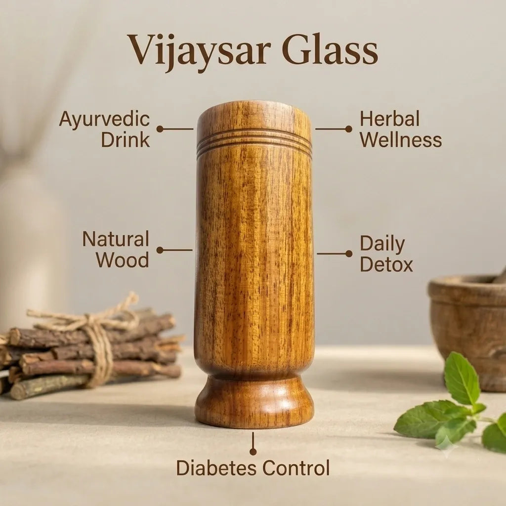 Vijaysar Wood Glass for Diabetes, Lab Certified Approved by Ayurvedic Doctor Vijaysar Herbal Glass for Sugar Control Wood Tumbler, Vijay SAR Sugar Balance Wooden Water Glass